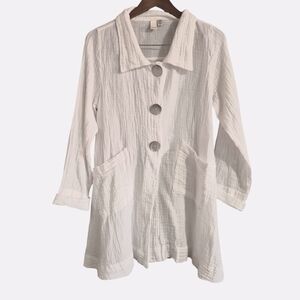 Shannon Passero White Cotton ALine Textured Top Tunic XS